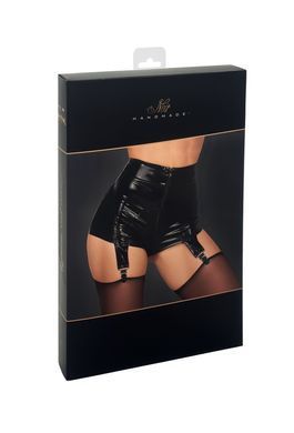 Шортики Noir Handmade F325 Glam, 3XL, black, винил, высокая талия, крепления для чулок, с доступом