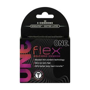 Презервативы ONE Flex Graphene, 3 шт, супертонкие, очень прочные, картонная упаковка