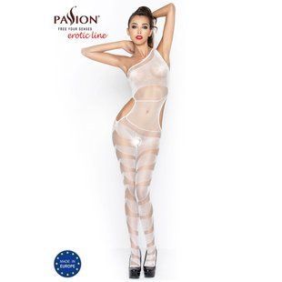 Бодистокинг Passion BS041 white, комбинезон, лямочка на одно плечо