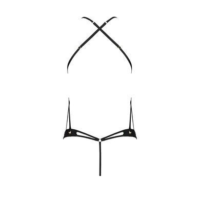 Боди с открытым доступом Passion TASMINA BODY XXL/XXXL, black, экокожа, шнуровки, ажурные кружева