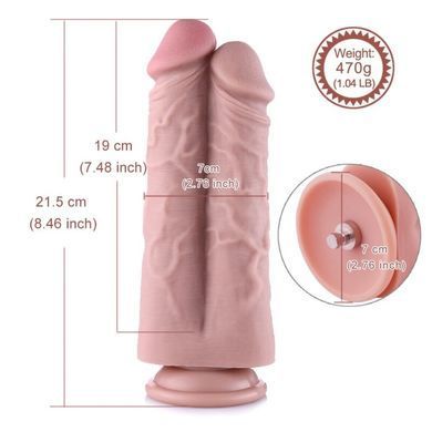 Двойной дилдо для секс-машин Hismith 8.5&rdquo; Two Cocks One Hole Silicone Dildo