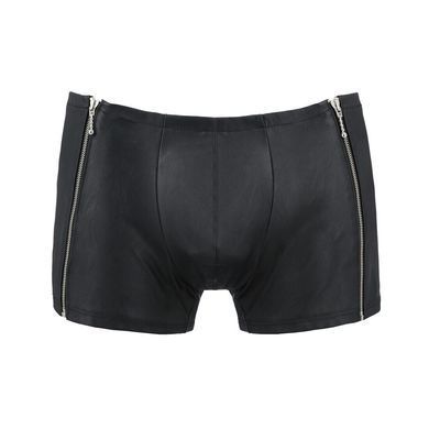 Чоловічі шкіряні боксери з блискавками Passion 049 SHORT MATT XXL/XXXL Black