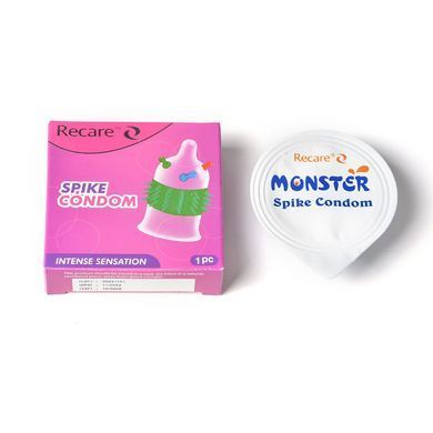 Насадка на член Recare Spike Condom Pink (презерватив з кульками та рядами шипів)