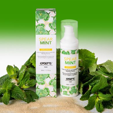 Массажное масло EXSENS Organic Spear Mint 50мл разогревающее, без сахара, без парабенов, съедобное