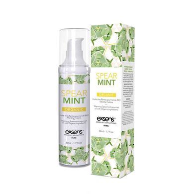 Массажное масло EXSENS Organic Spear Mint 50мл разогревающее, без сахара, без парабенов, съедобное
