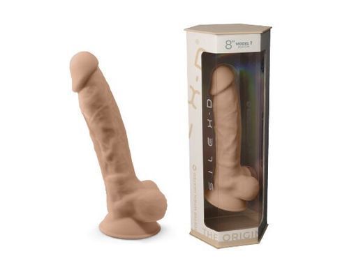 Фалоімітатор SilexD Vetus Flesh (MODEL 1 size 8in), двошаровий, силікон + Silexpan, діаметр 4,2см