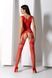 Бодістокінг з плетінням на грудях Passion BS099 One Size, red, відкритий доступ, імітація підв&rsquo;язок