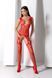 Бодістокінг з плетінням на грудях Passion BS099 One Size, red, відкритий доступ, імітація підв&rsquo;язок