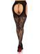 Стрип-колготки Leg Avenue Eyelet lace suspender hose, One Size, черные, ажурные, с открытым доступом
