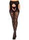 Стрип-колготки Leg Avenue Eyelet lace suspender hose, One Size, черные, ажурные, с открытым доступом