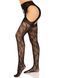 Стрип-колготки Leg Avenue Eyelet lace suspender hose, One Size, черные, ажурные, с открытым доступом