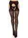 Стрип-колготки Leg Avenue Eyelet lace suspender hose, One Size, черные, ажурные, с открытым доступом