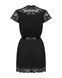 Сатиновий відкритий пеньюар на поясі Obsessive 810-PEI&ndash;1 peignoir black S/M, чорний