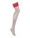 Чулки Obsessive Ingridia stockings M/L, бежевые с красной резинкой