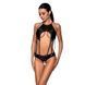 Боди с открытым доступом Passion TASMINA BODY XXL/XXXL, black, экокожа, шнуровки, ажурные кружева