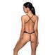Боди с открытым доступом Passion TASMINA BODY XXL/XXXL, black, экокожа, шнуровки, ажурные кружева