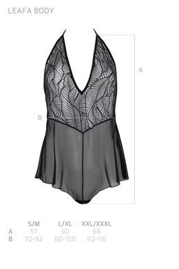 Боди Passion LEAFA BODY black, L/XL, на завязках, мягкая чашка, низ в виде шортиков