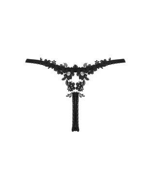 Прозрачные стринги с кружевом Obsessive Celia Noir thong XS/S