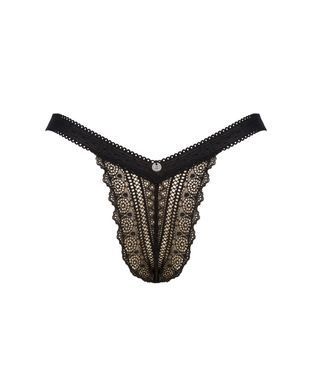 (SALE) Мереживні трусики із заниженою талією Obsessive Estiqua panties M/L, чорні
