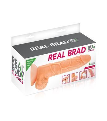 Фалоімітатор із рухомою крайньою плоттю Real Body &mdash; Real Brad, діаметр 4,5 см, TPE