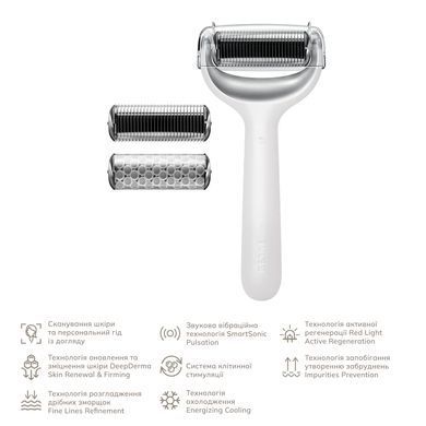 Електронний ролер для обличчя та тіла з мікроголками GESKE MicroNeedle Face&Body Roller 8в1 white
