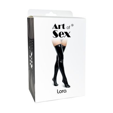 Сексуальные виниловые чулки Art of Sex - Lora, размер S, с эффектом мокрого бархата