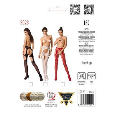 Эротические колготки-бодистокинги Passion S023 One Size, Red, имитация чулок с ромбами и пояском