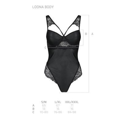 Боди из эко-кожи и кружева Passion LOONA BODY S/M, black