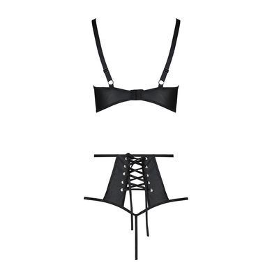 Комплект білизни Passion TASMINA SET L/XL black, ліф, високі трусики з корсетом ззаду