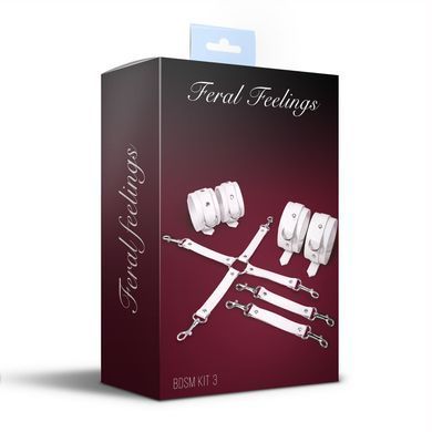 Набор для БДСМ Feral Feelings BDSM Kit 3 White, наручники, поножи, крестовина