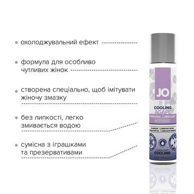 Охлаждающая смазка JO AGAPE &mdash; COOLING (30 мл) без глицерина, гликоля и парабенов