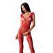 Сітчастий бодістокінг Passion BS062 One Size, Red, комбінезон, імітація панчіх, відкритий доступ