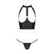 Комплект білизни з відкритими грудьми Passion GENEVIA SET WITH OPEN BRA S/M black, корсет, стрінги