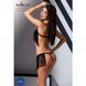 Комплект белья Passion Exclusive KASSANDRA SET OpenBra S/M, black, лиф из бахромы, трусики-юбка
