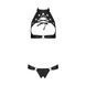 Комплект, открытый топ и трусики из эко-кожи с люверсами Passion MALWIA SET with Open Bra S/M, black