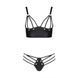 Комплект из экокожи Passion MALWIA BIKINI 6XL/7XL black, с люверсами и ремешками, бра, трусики