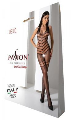 Бодистокинг с плетением на животике Passion BS100 One Size, black, декоративный шов, с доступом