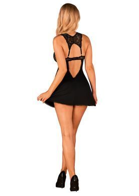 Сорочка бэби-долл с кружевом на груди Obsessive Donna Dream babydoll M/L Black, стринги