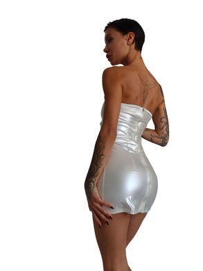 Мини-платье D&A, XS-S, white, nylon-lycra открытые плечи с молнией на всю длину