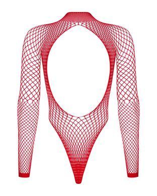 Сетчатый бодистокинг с длинным рукавом Obsessive B126 teddy red XL/XXL, красный