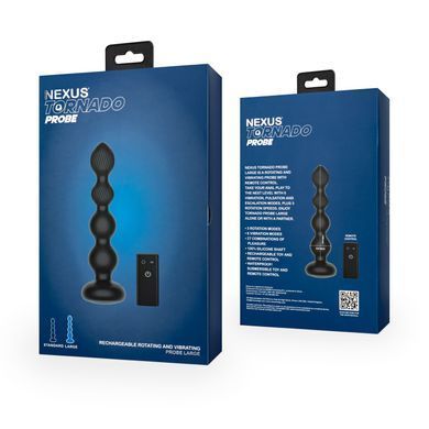 Анальний віброротатор Nexus Tornado Probe Edition Large, діаметр 4,5 см, вібрація + ротація, пульт ДУ