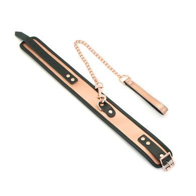 Широкий ошейник с поводком Liebe Seele Rose Gold Memory Collar with Leash, натуральная кожа