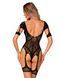 (SALE) Нейлоновый бодистокинг с имитацией гартер Obsessive Bodystocking G334 S/M/L, black, с доступом