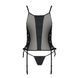 Сітчастий корсет з екошкіри Passion MALWIA CORSET 4XL/5XL black, з люверсами та знімними пажами