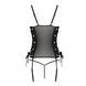 Сітчастий корсет з екошкіри Passion MALWIA CORSET 4XL/5XL black, з люверсами та знімними пажами