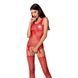 Бодистокинг Passion BS070 red, комбинезон, имитация чулок и ажурного топа