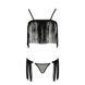 Комплект белья Passion Exclusive KASSANDRA SET OpenBra 2XL/3XL, black, лиф из бахромы, трусики-юбка