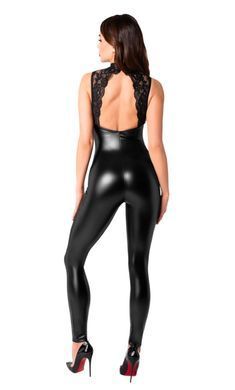 Комбинезон Noir Handmade F342 Powerwetlook and lace overall - S