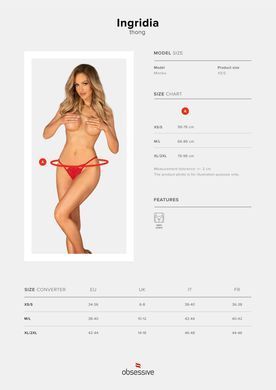 Трусики з доступом Obsessive Ingridia crotchless thong M/L, червоні