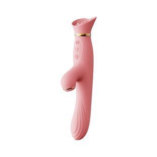 Вибратор с подогревом и вакуумной стимуляцией клитора Zalo - ROSE Vibrator Strawberry Pink